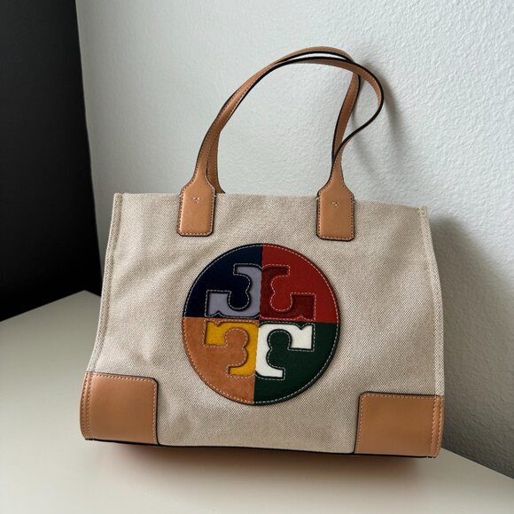 Tory Burch Ella Color Block Logo Small Tote NWOT - Picture 1 of 6
